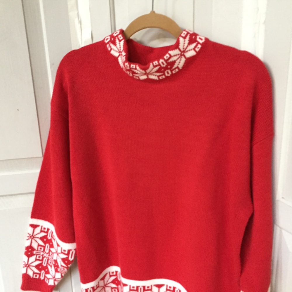 Red Snowflake Women's Sweater - Picture 11 of 15